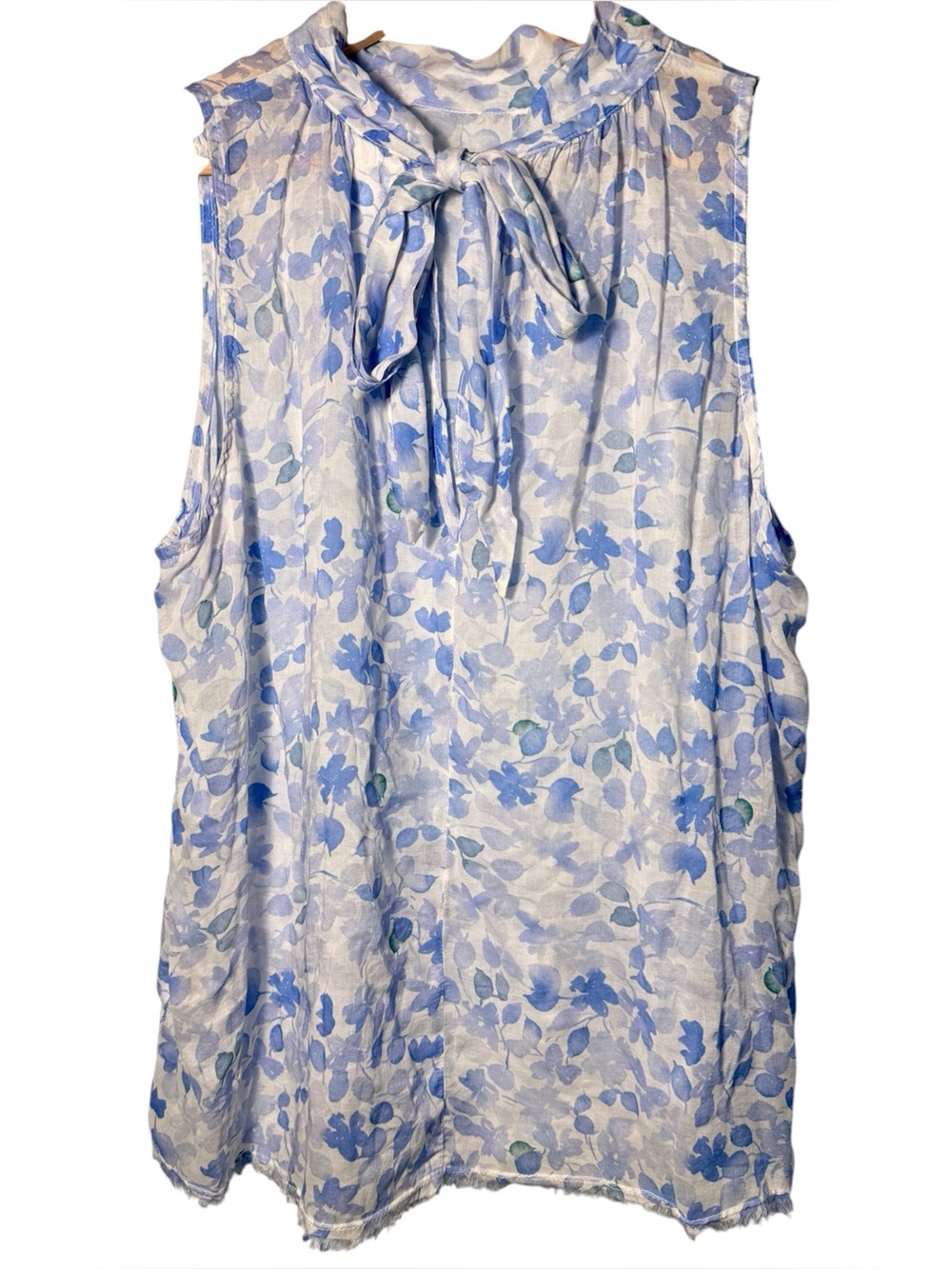Bella Dahl Made in USA Floral Tie-Neck Sleeveless Blouse size L